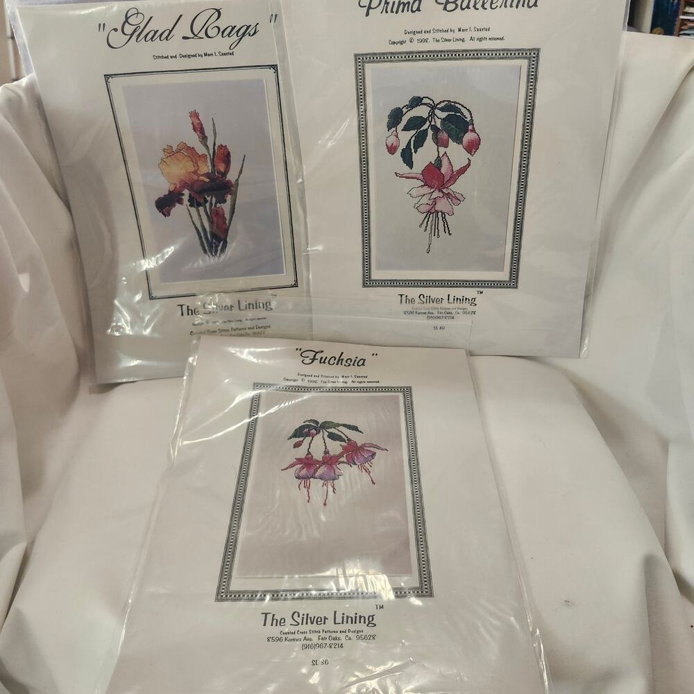 3 Silver Lining Cross Stich Chart Glad Rags Prima Ballerina Fuchsia B9